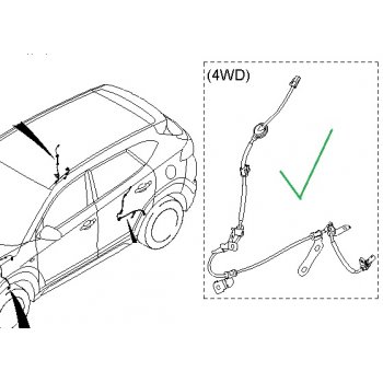 Hyundai Tucson TL - Sensor Assy-ABS Rear Wheel,LH [95680D3010] by K-Spare.com
