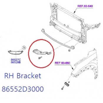 Hyundai Tucson TL - Bracket-Fr. Bumper Upr Side MTG,RH [86552D3000] by K-Spare.com